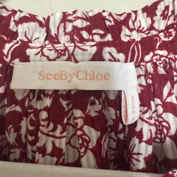 See By Chloe Burgundy Floral Blouse - Picture 4 of 6